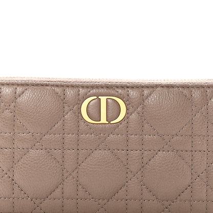 Christian Dior Grained Calfskin Supple Cannage Caro Zip Wallet Taupe 7 of 7