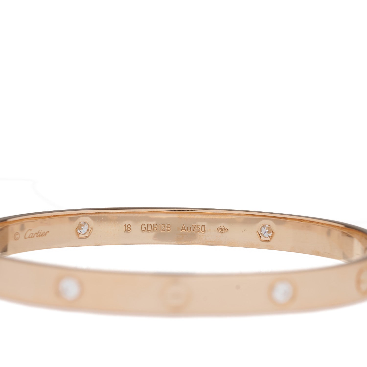 Cartier 18K Pink Gold 4 Diamond LOVE Bracelet 18 3 of 5
