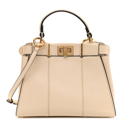 Fendi Agnello Old Shine Mini Peekaboo Iconic Satchel Camelia 1 of 11