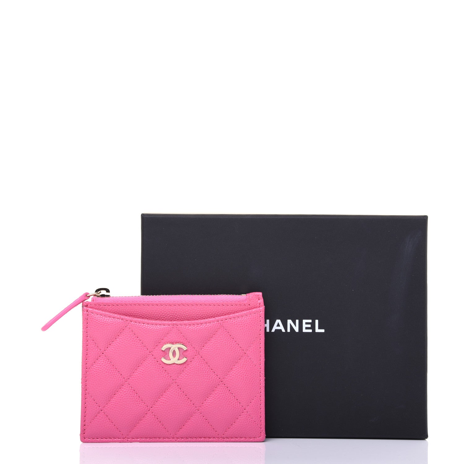 Chanel Caviar Quilted CC Zip Card Holder Pink 11 of 11