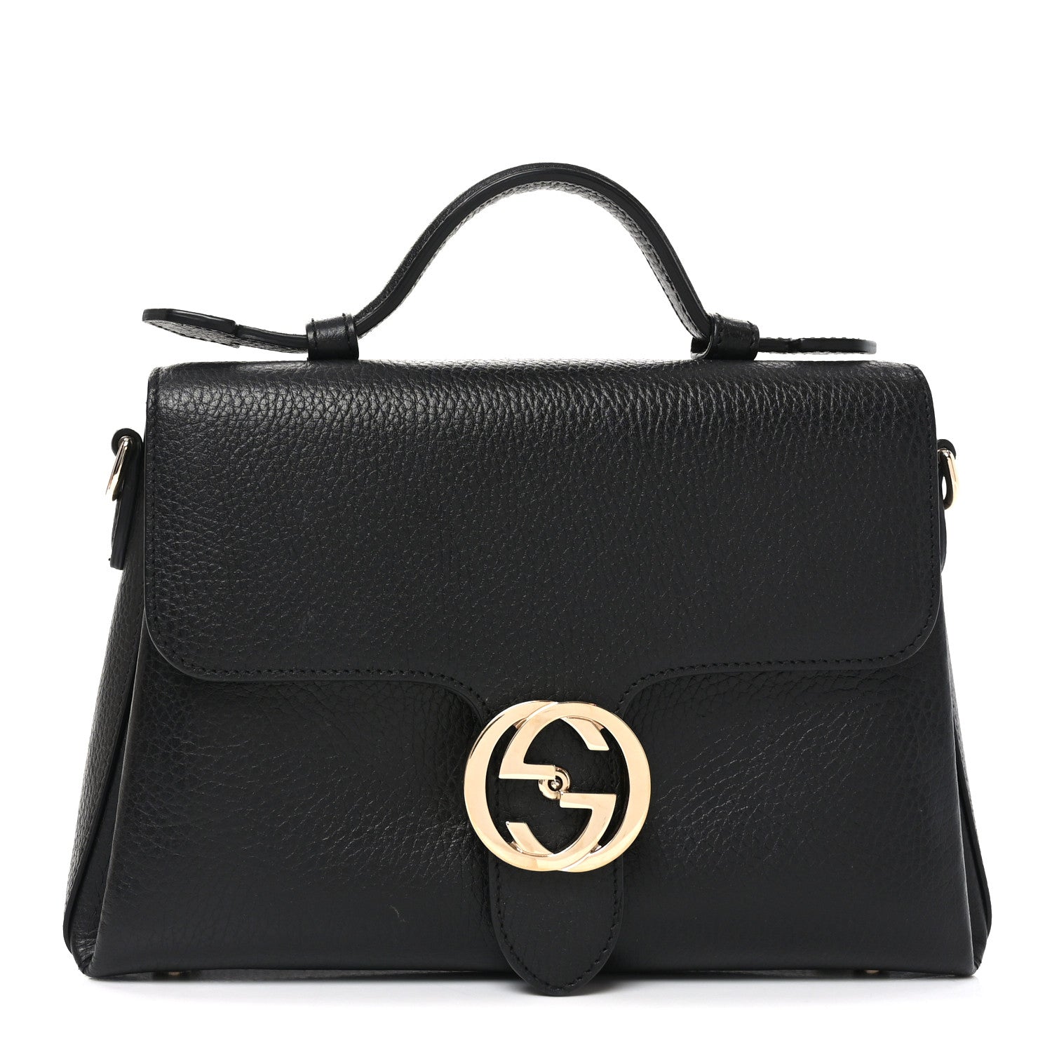 Gucci Dollar Calfskin Interlocking G Top Handle Shoulder Bag Black 1 of 10