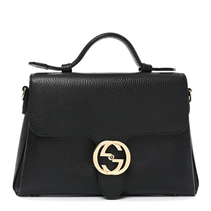 Gucci Dollar Calfskin Interlocking G Top Handle Shoulder Bag Black 1 of 10