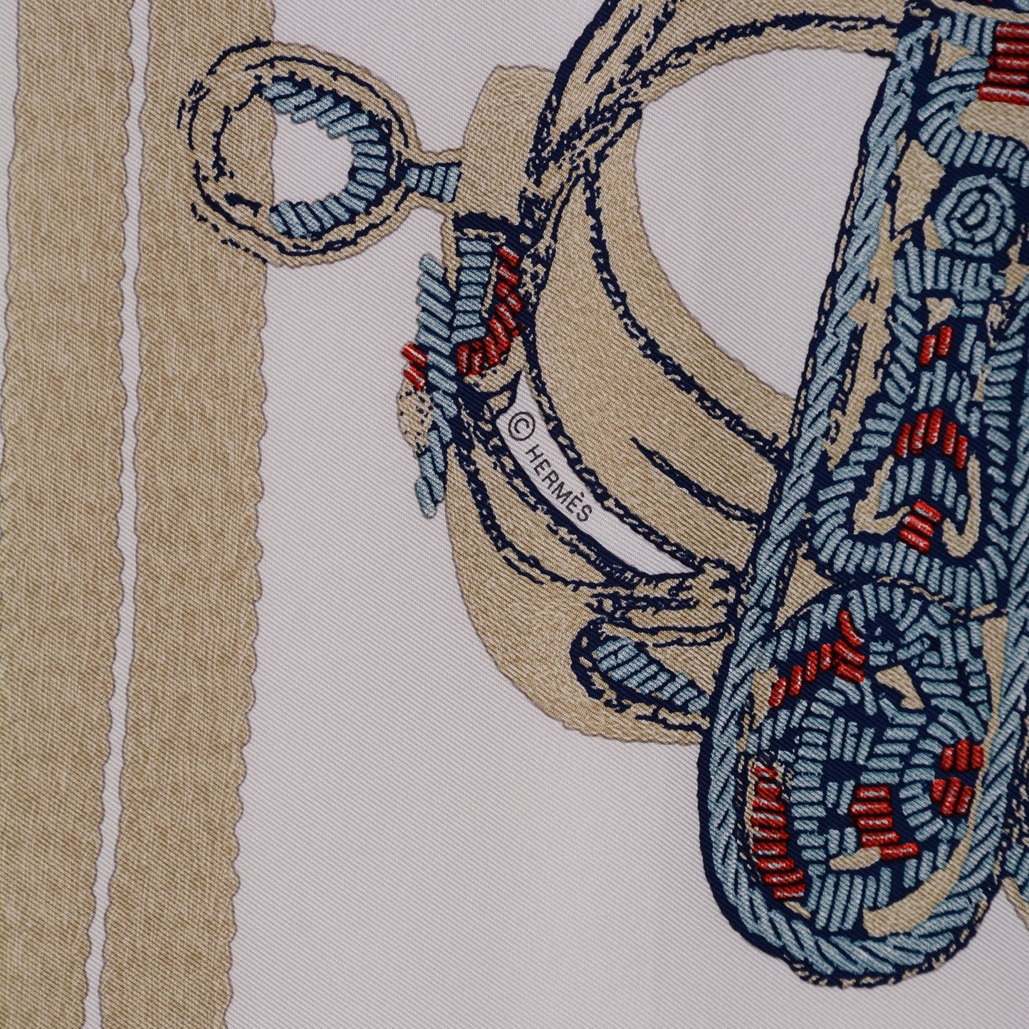 Silk Brides De Gala Scarf 90 Marine Blanc Beige