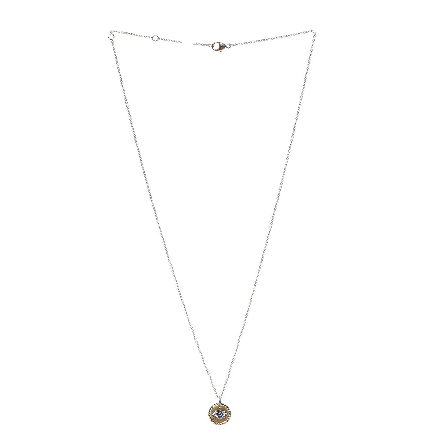 18K Yellow Gold Blue Sapphire Diamond Evil Eye Necklace