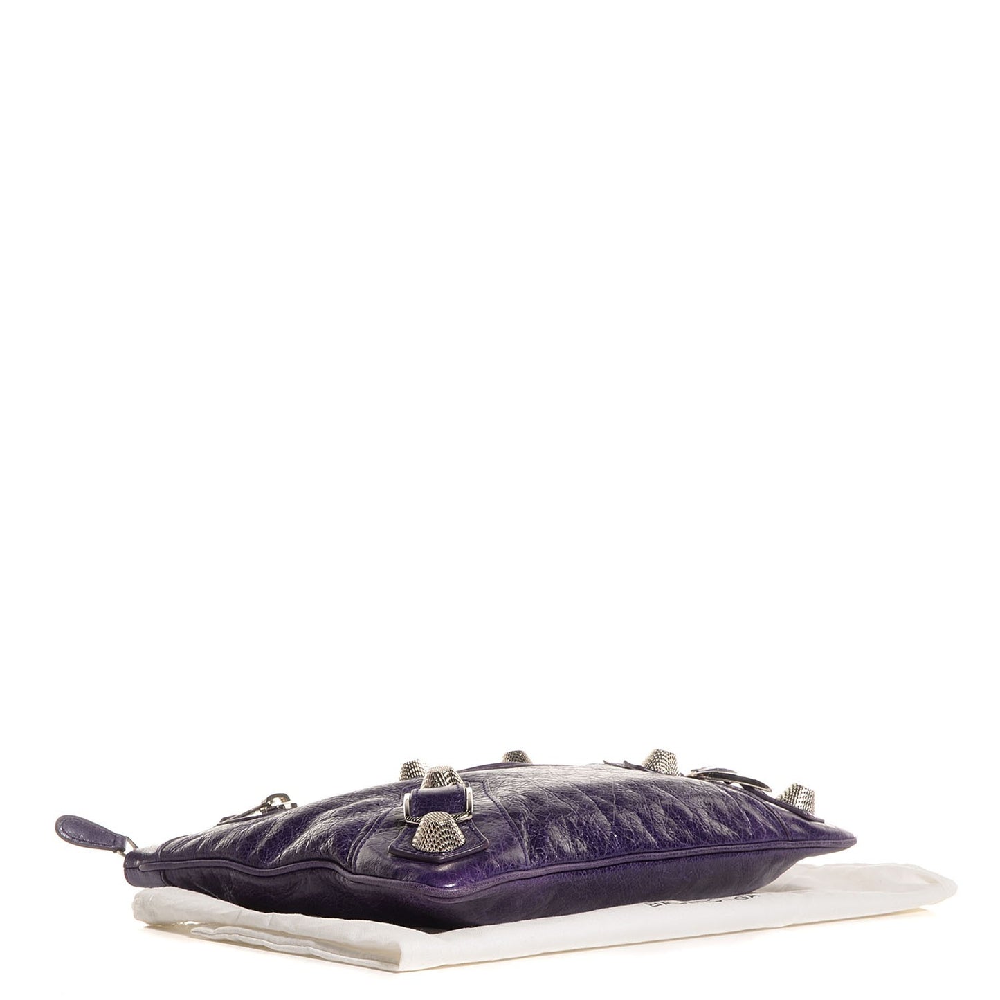 Agneau Giant 21 Silver Hardware Flat Handle Clutch Raisin