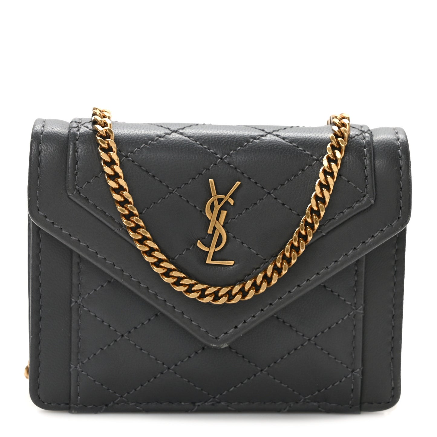 Lambskin Quilted Monogram Micro Gaby Crossbody Bag Storm