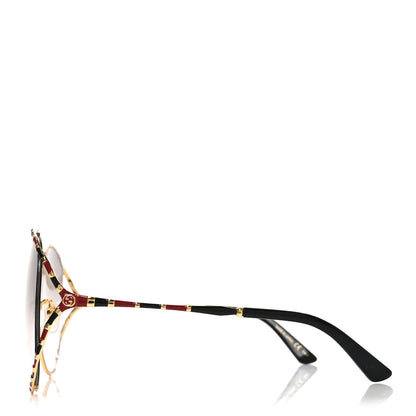 Gucci Metal Round Frame GG0595S Sunglasses Gold Black Red 3 of 8