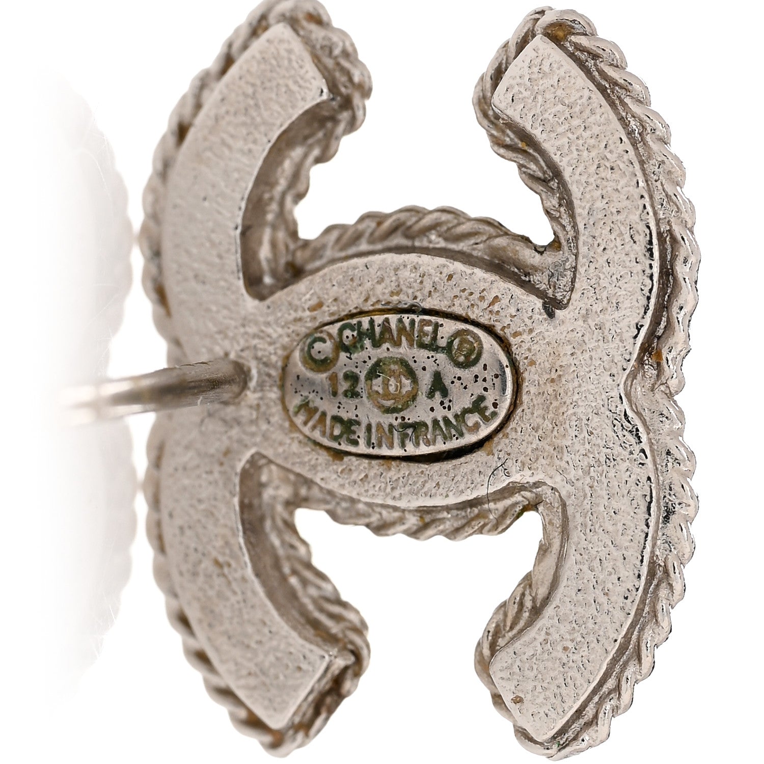 Chanel Hammered CC Earrings Silver 4 of 5