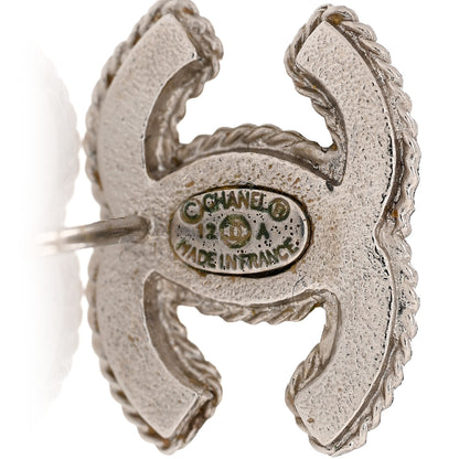 Chanel Hammered CC Earrings Silver 4 of 5