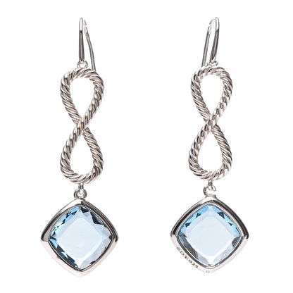 David Yurman Sterling Silver Blue Topaz Infinity Drop Earrings 1 of 3