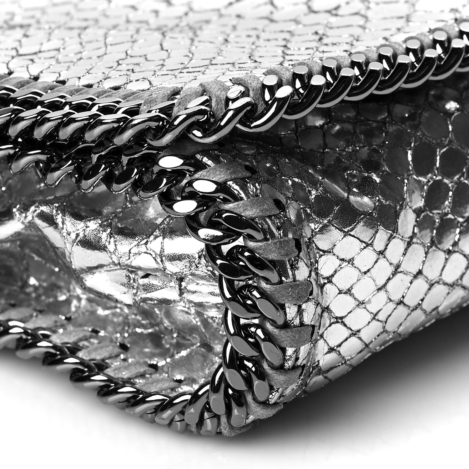 Stella McCartney Metallic Alter Snakeskin Falabella Crossbody Bag Silver 9 of 11
