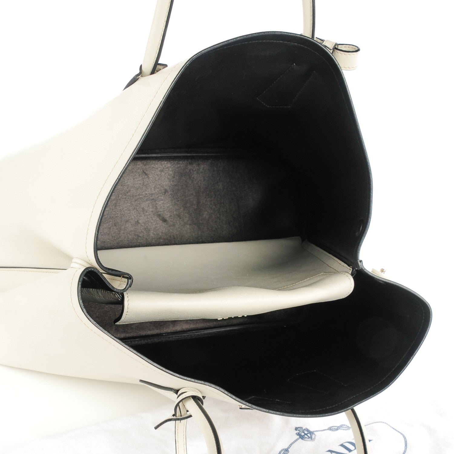 Prada City Calf Large Double Bag Talco 5 of 17