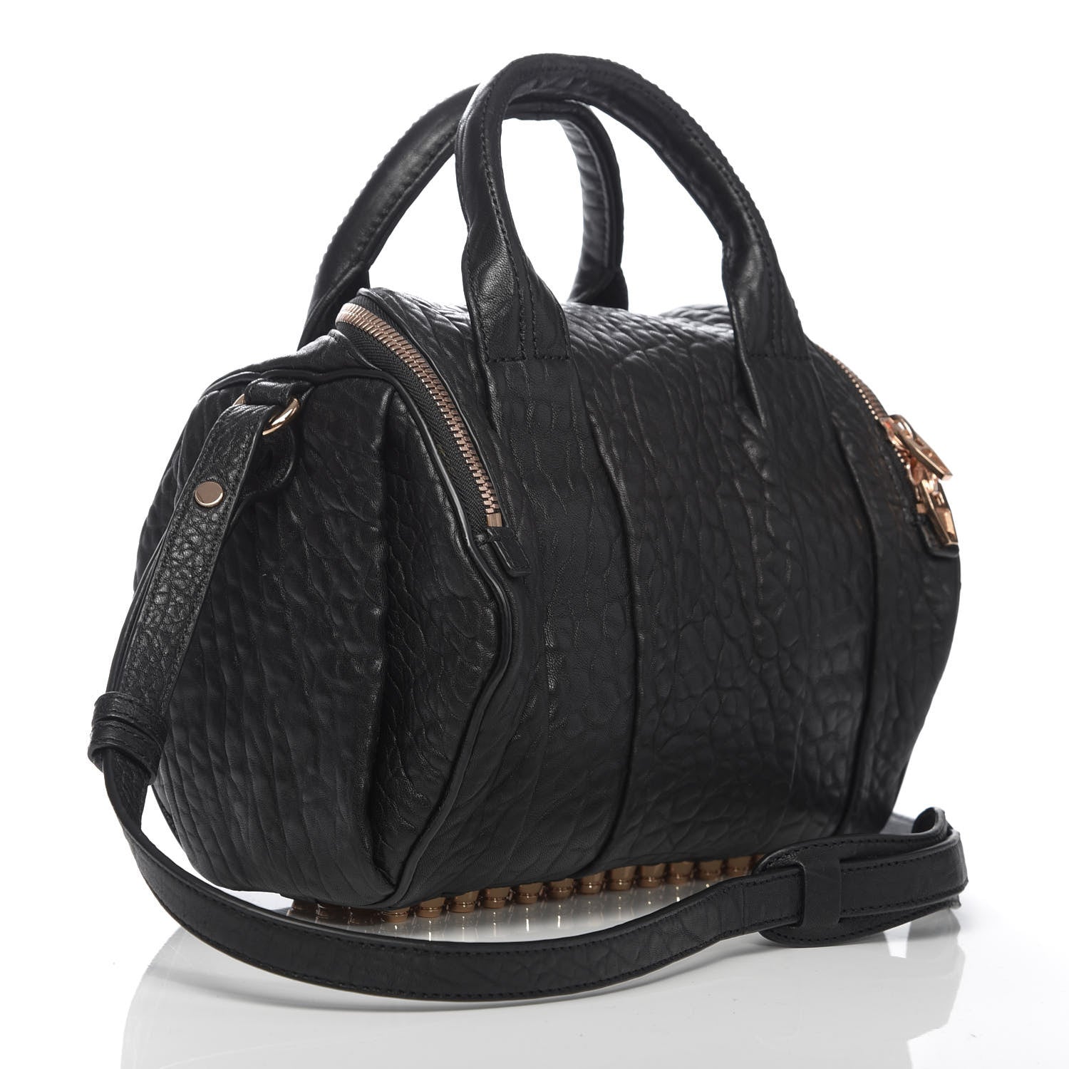Alexander Wang Pebbled Lambskin Rockie Black Rose Gold Hardware 3 of 9