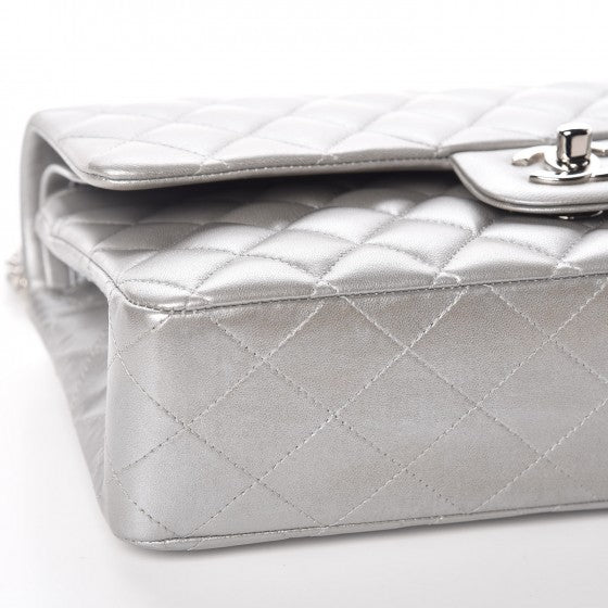 Chanel Metallic Lambskin Quilted Medium Double Flap Silver 9 of 10
