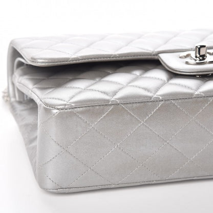 Chanel Metallic Lambskin Quilted Medium Double Flap Silver 9 of 10