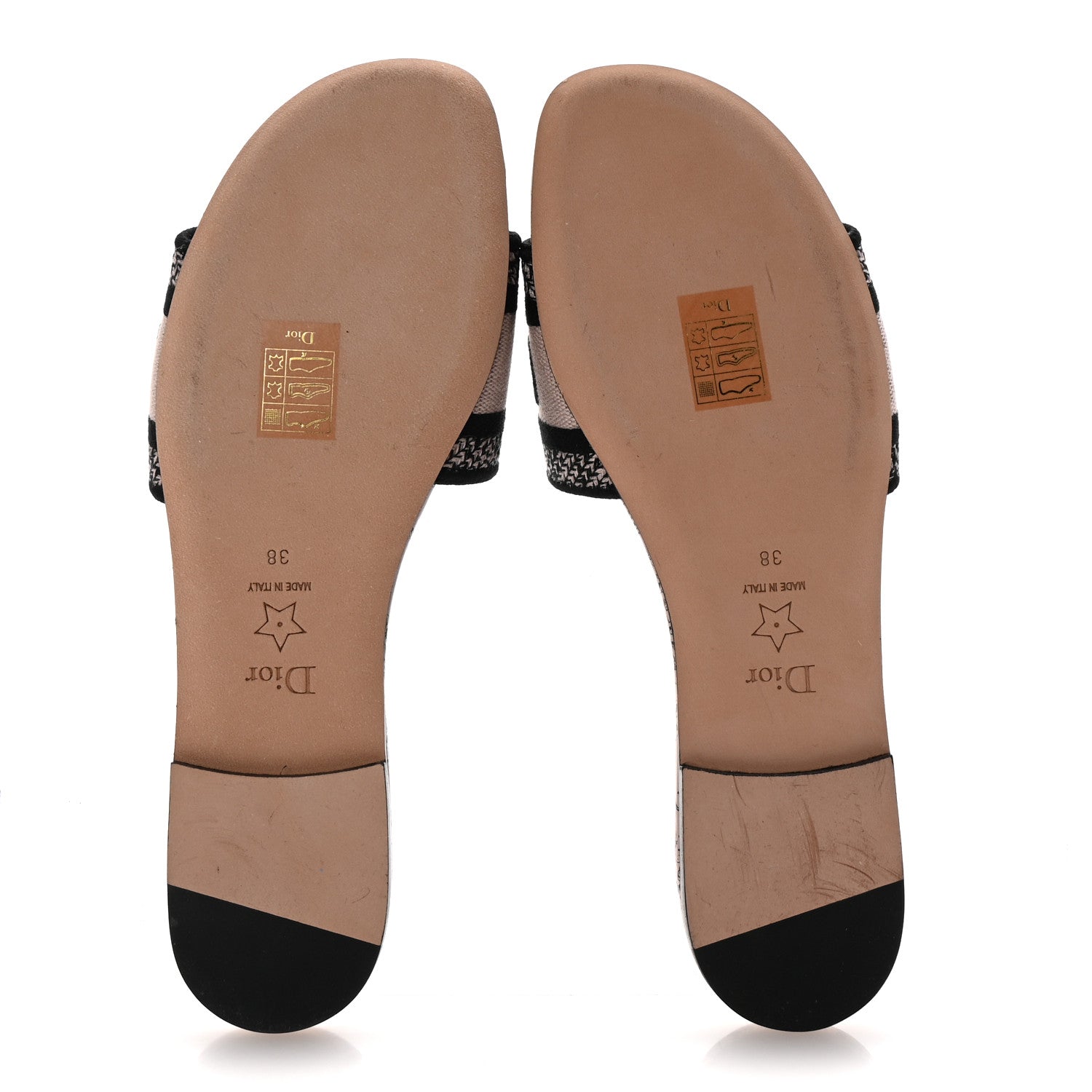 Christian Dior Canvas Jardin d'Hiver Embroidered Dway Flat Slide Sandals 38 Black Nude 6 of 10