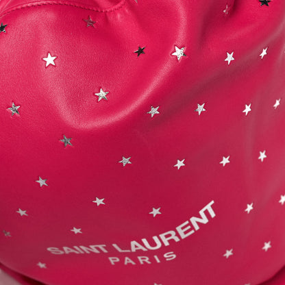 Saint Laurent Lambskin Star Printed Teddy Drawstring Bag Fuchsia 16 of 16