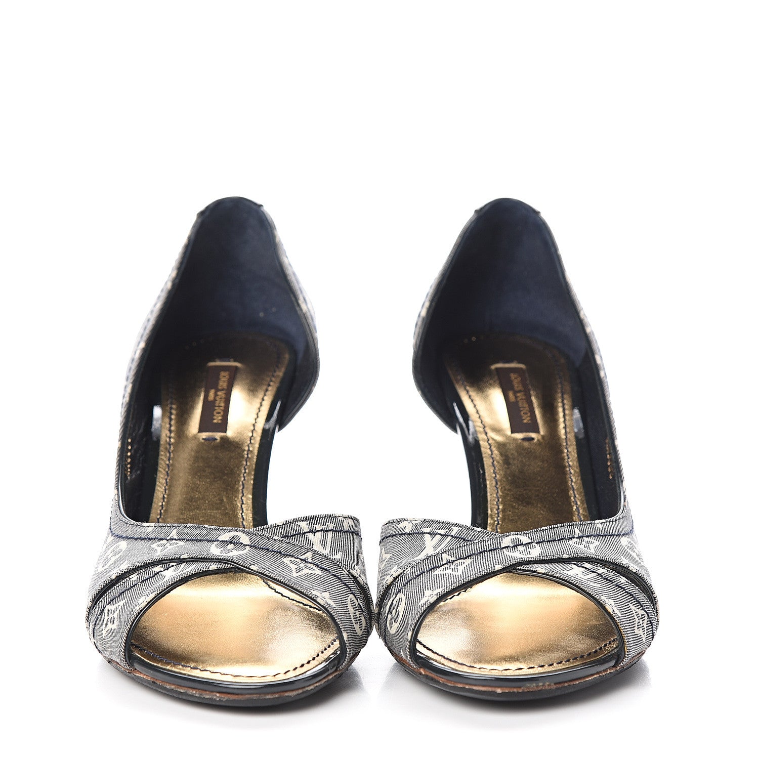 Louis Vuitton Monogram Idylle Romance Open Toe Pumps 37.5 Encre 2 of 9