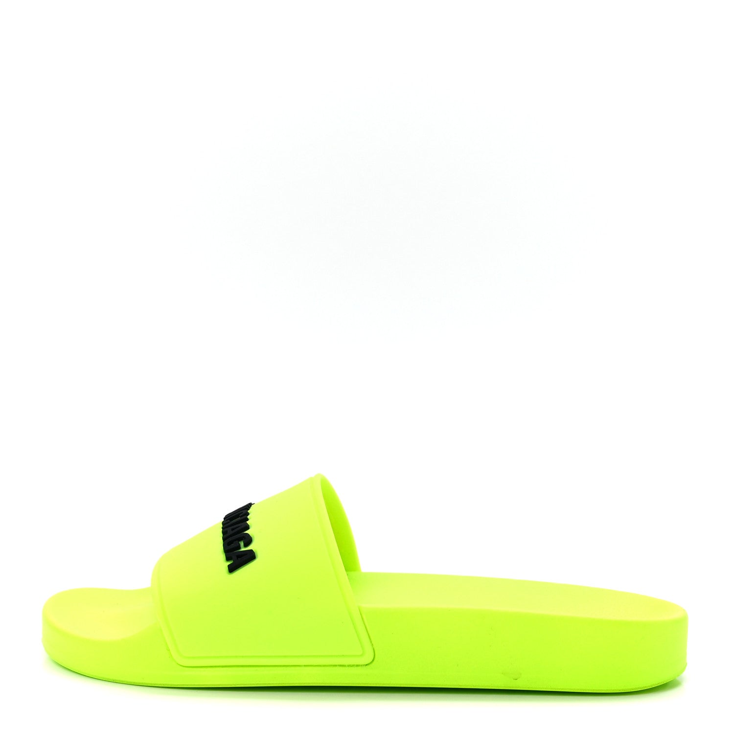 Balenciaga Smooth Rubber Logo Bi-Color Womens Pool Slide Sandals 36 Fluo Yellow Black 1 of 7