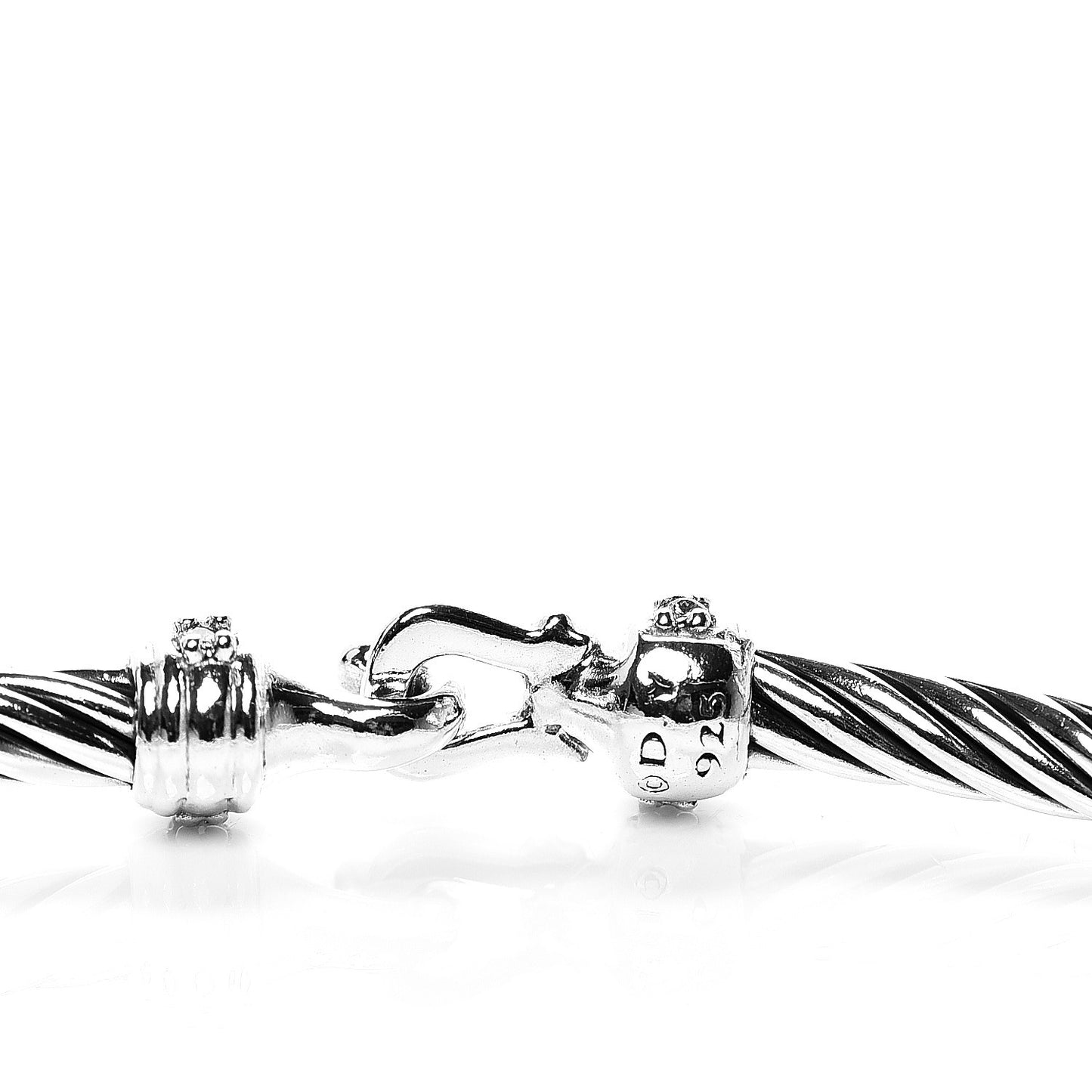 Sterling Silver Diamond 3mm Cable Buckle Bracelet