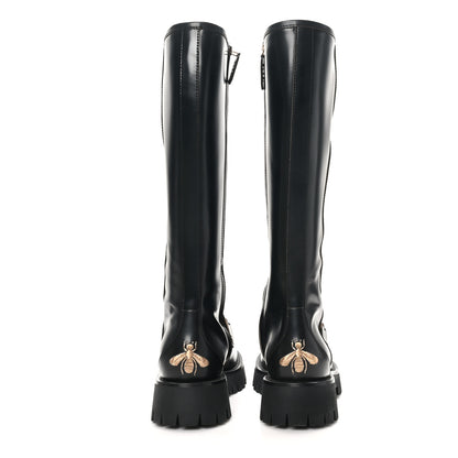 Gucci Cordovan Lux Harald Horsebit Knee High Boots 38 Black 5 of 9