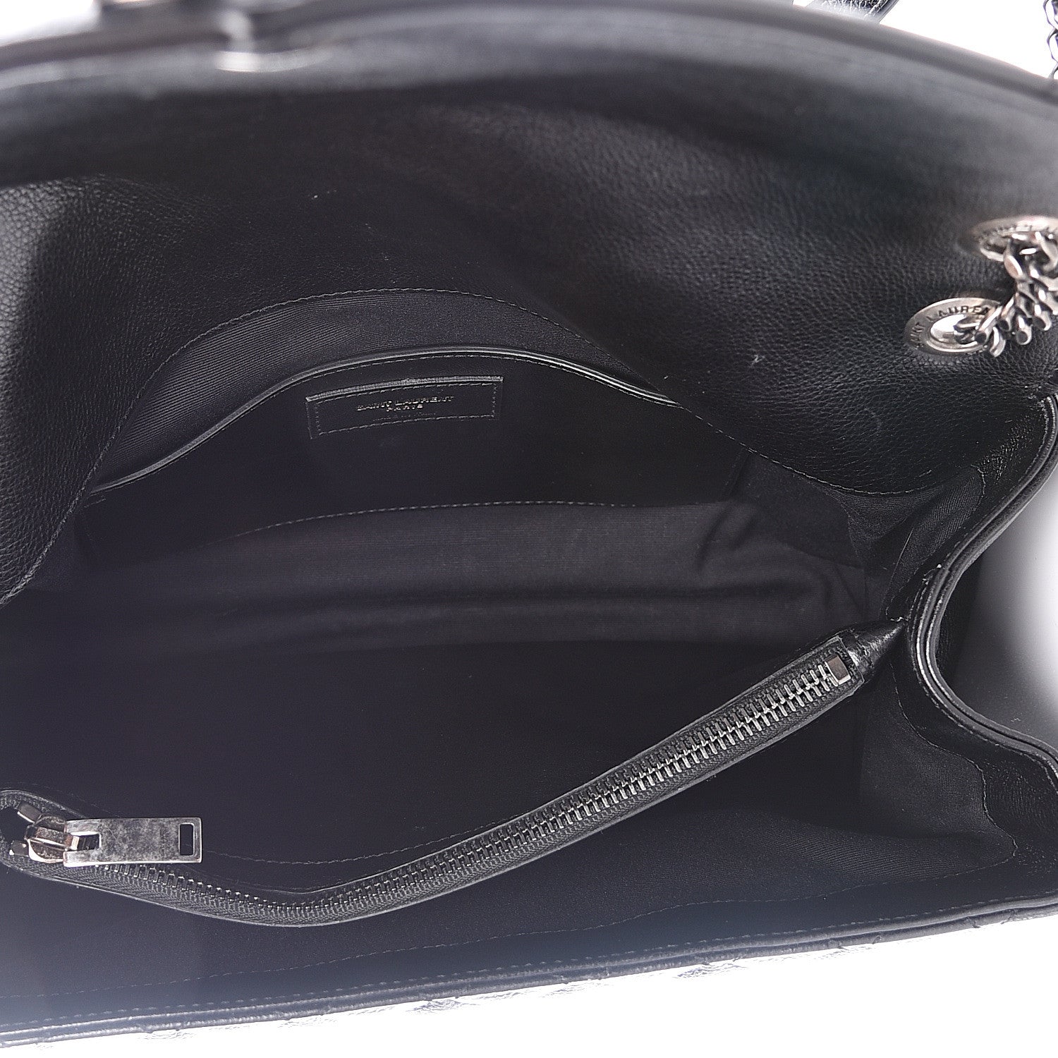 Saint Laurent Calfskin Mixed Matelasse Triquilt Large Monogram Satchel Black 5 of 11