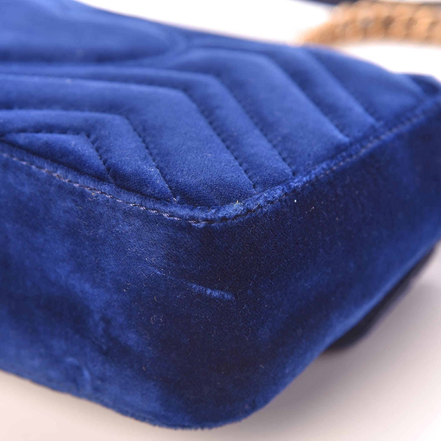 Gucci Velvet Matelasse Mini GG Marmont Shoulder Bag Cobalt Blue 13 of 16