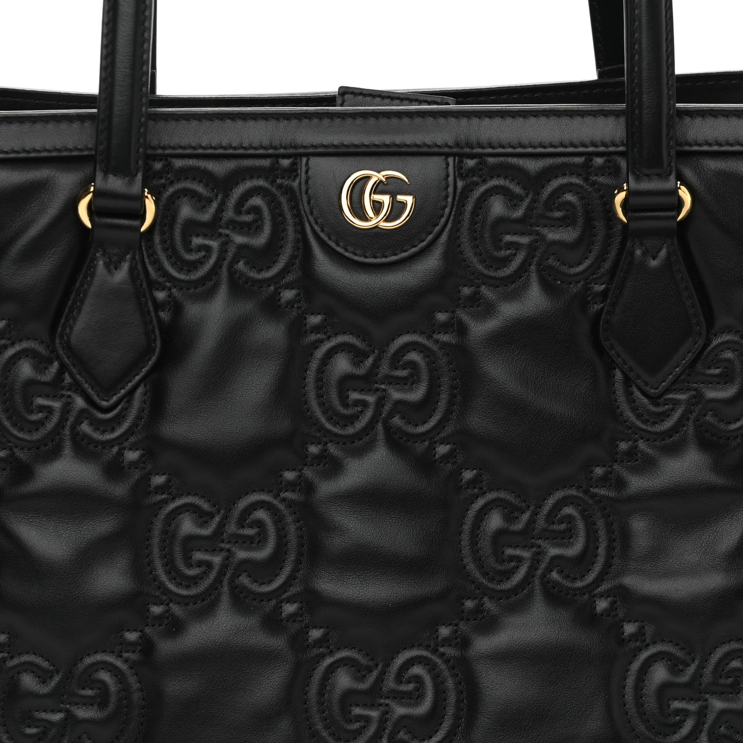 Calfskin GG Matelasse Medium Ophidia Shopping Tote Black