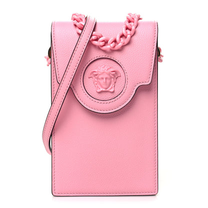 Versace Calfskin La Medusa Chain Crossbody Phone Pouch Pink 1 of 9