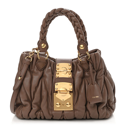 Miu Miu Nappa Matelasse Top Handle Satchel Cammello 1 of 15