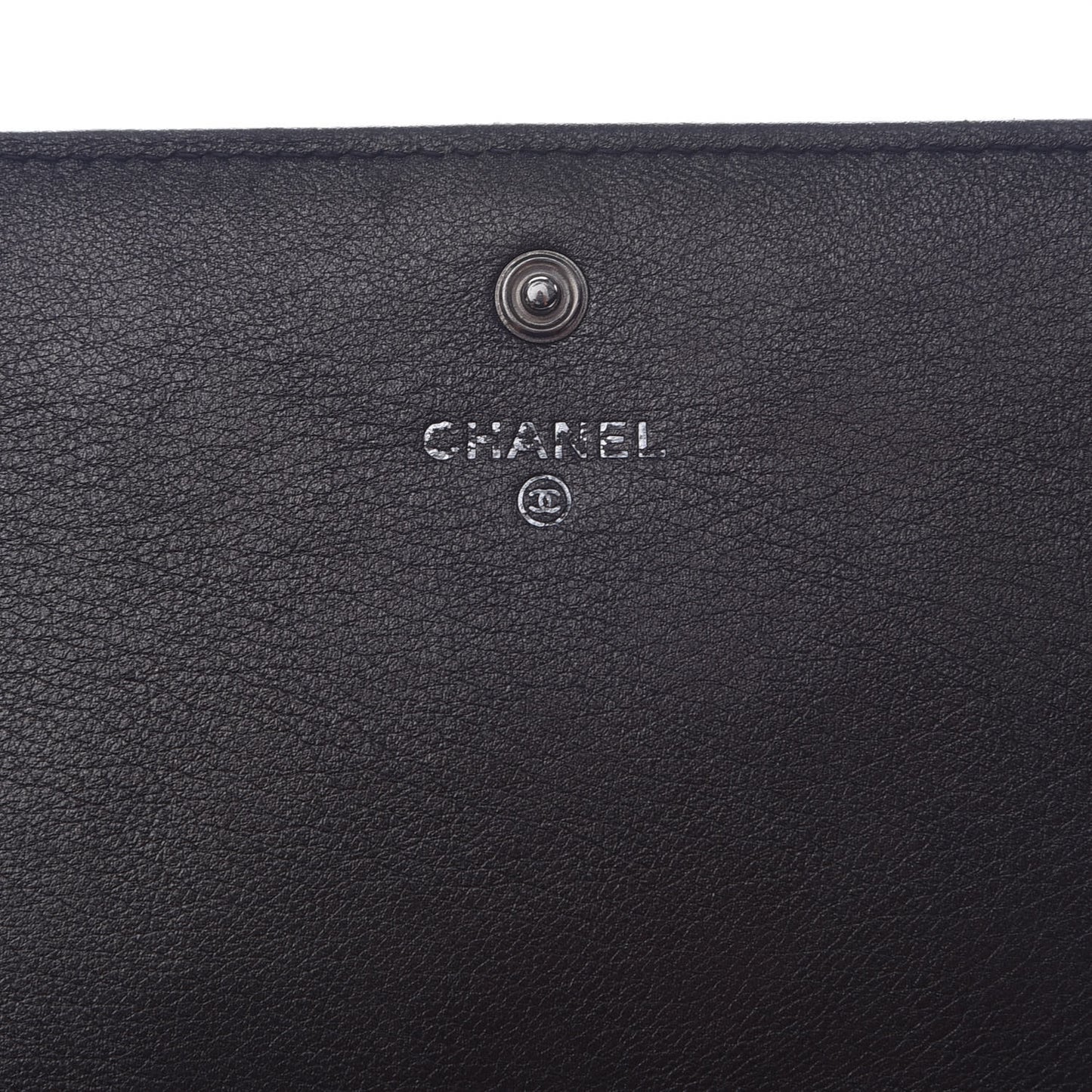 Calfskin Quilted Large Diamond CC Flap Wallet Dark Silver