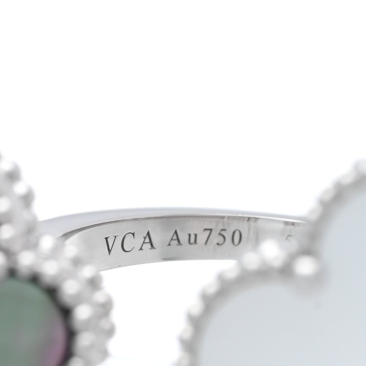 18K White Gold Mother of Pearl Magic Alhambra Between the Finger Ring 54 6.75