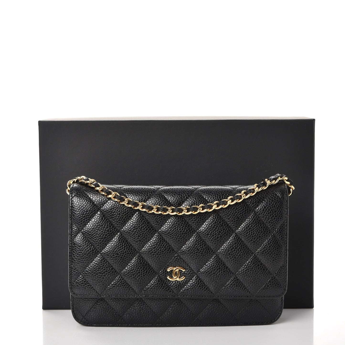 Caviar Quilted Wallet On Chain WOC Black