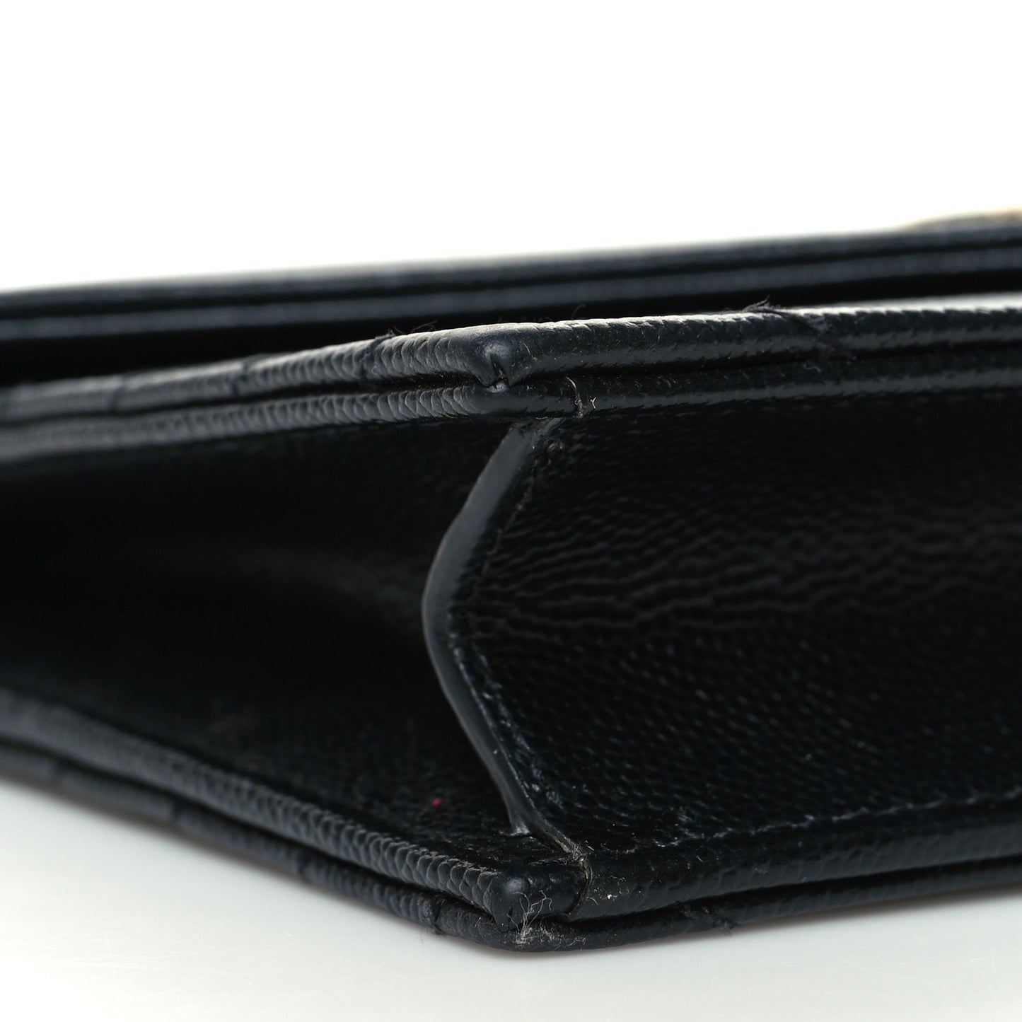 Grain De Poudre Matelasse Chevron Monogram Envelope Chain Wallet Black