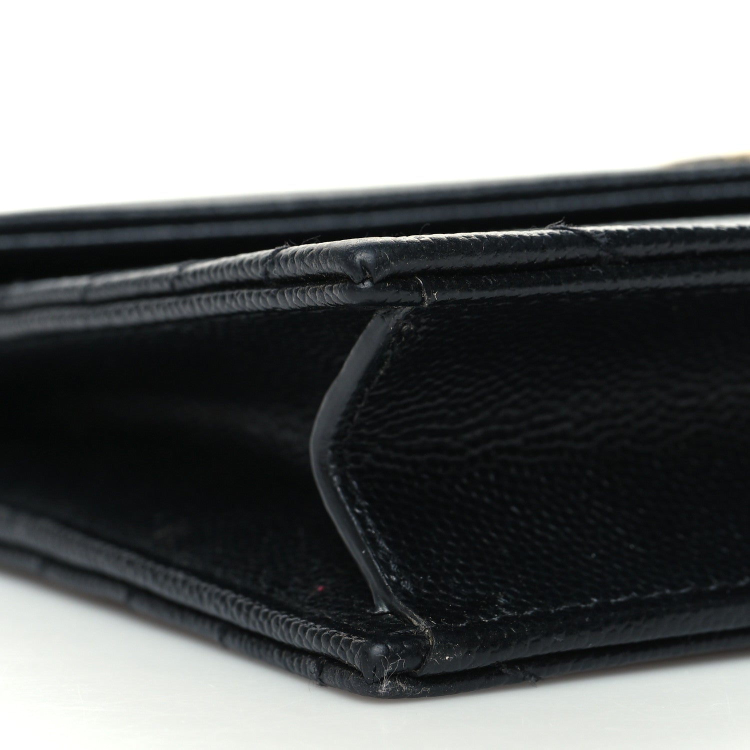Saint Laurent Grain De Poudre Matelasse Chevron Monogram Envelope Chain Wallet Black 9 of 15