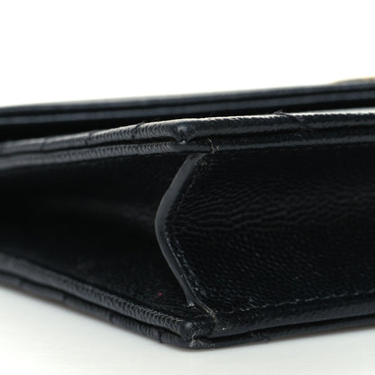 Saint Laurent Grain De Poudre Matelasse Chevron Monogram Envelope Chain Wallet Black 9 of 15