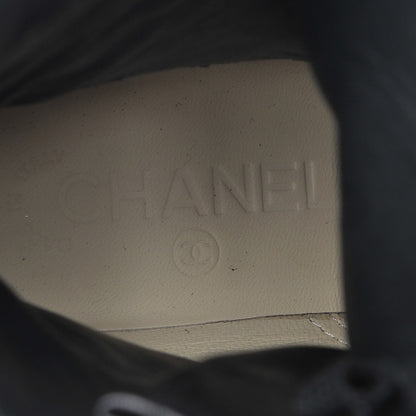 Chanel Sheepskin Quilted CC Tall Lace Up Combat Boots 35.5 Black 8 of 9