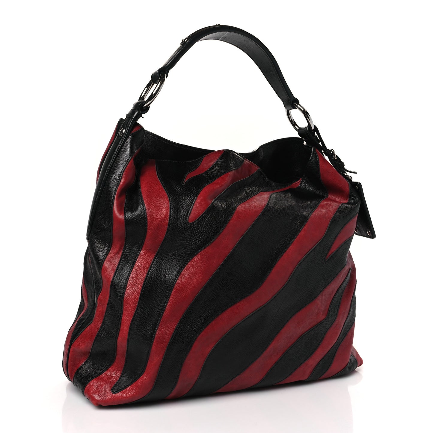 Glace Calf Zebra Hobo Black Red