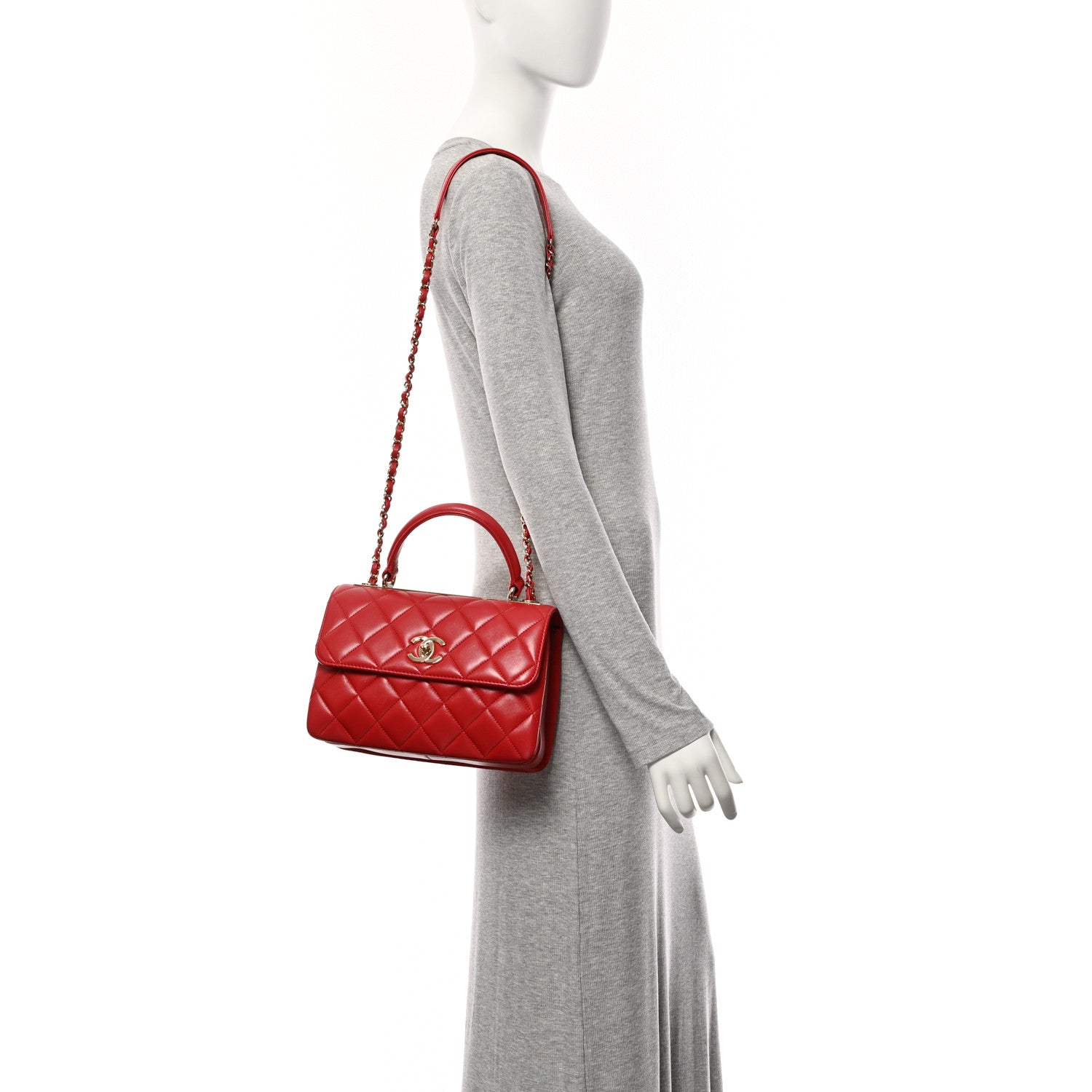 Chanel Lambskin Quilted Small Trendy CC Flap Dual Handle Bag Red 2 of 10
