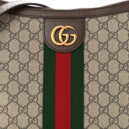 Gucci GG Supreme Monogram Textured Dollar Calfskin Web Small Ophidia Half Moon Hobo Beige Ebony New Acero 8 of 11