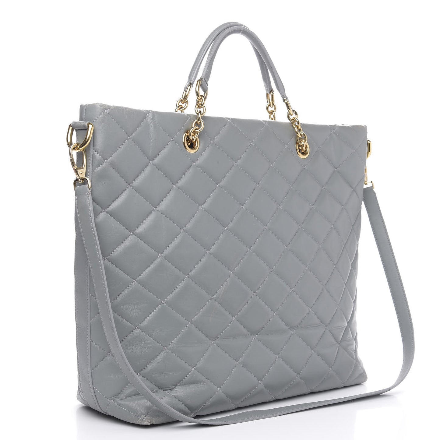 Lambskin Quilted Tote Grey