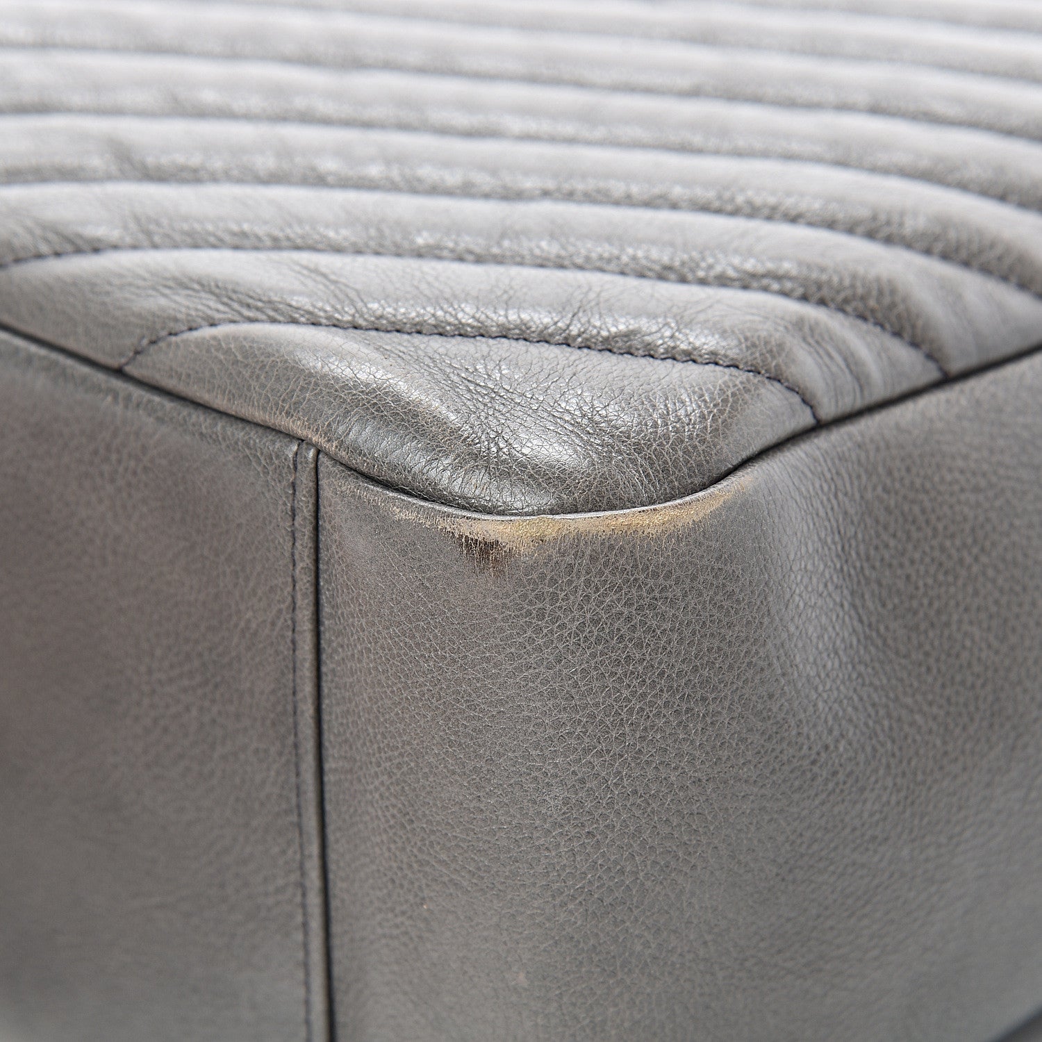 Saint Laurent Sheepskin Matelasse Chevron Large Monogram Shopping Bag Light Coal 9 of 21