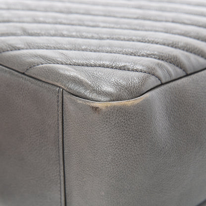 Saint Laurent Sheepskin Matelasse Chevron Large Monogram Shopping Bag Light Coal 9 of 21