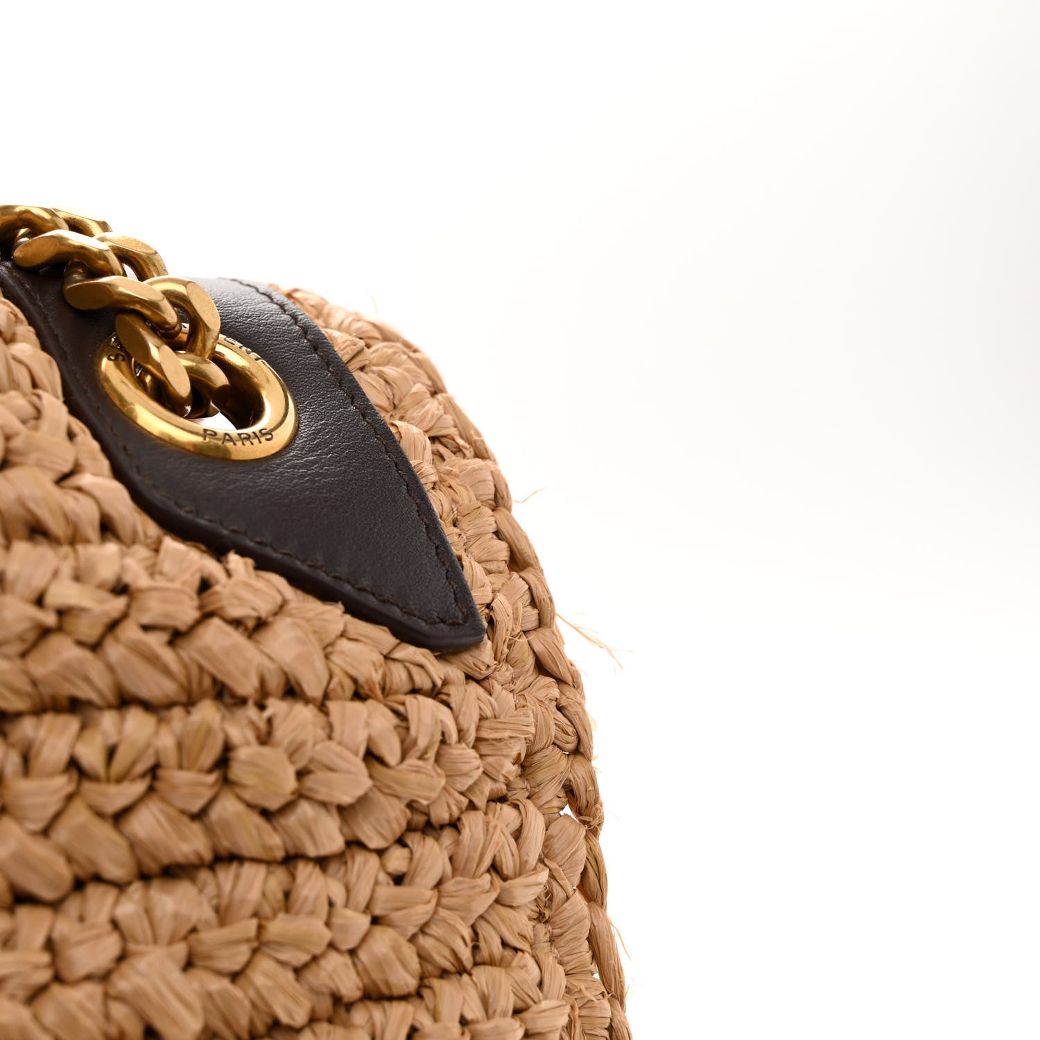 Saint Laurent Raffia Calfskin Monogram Medium Niki Chain Satchel Natural 11 of 13