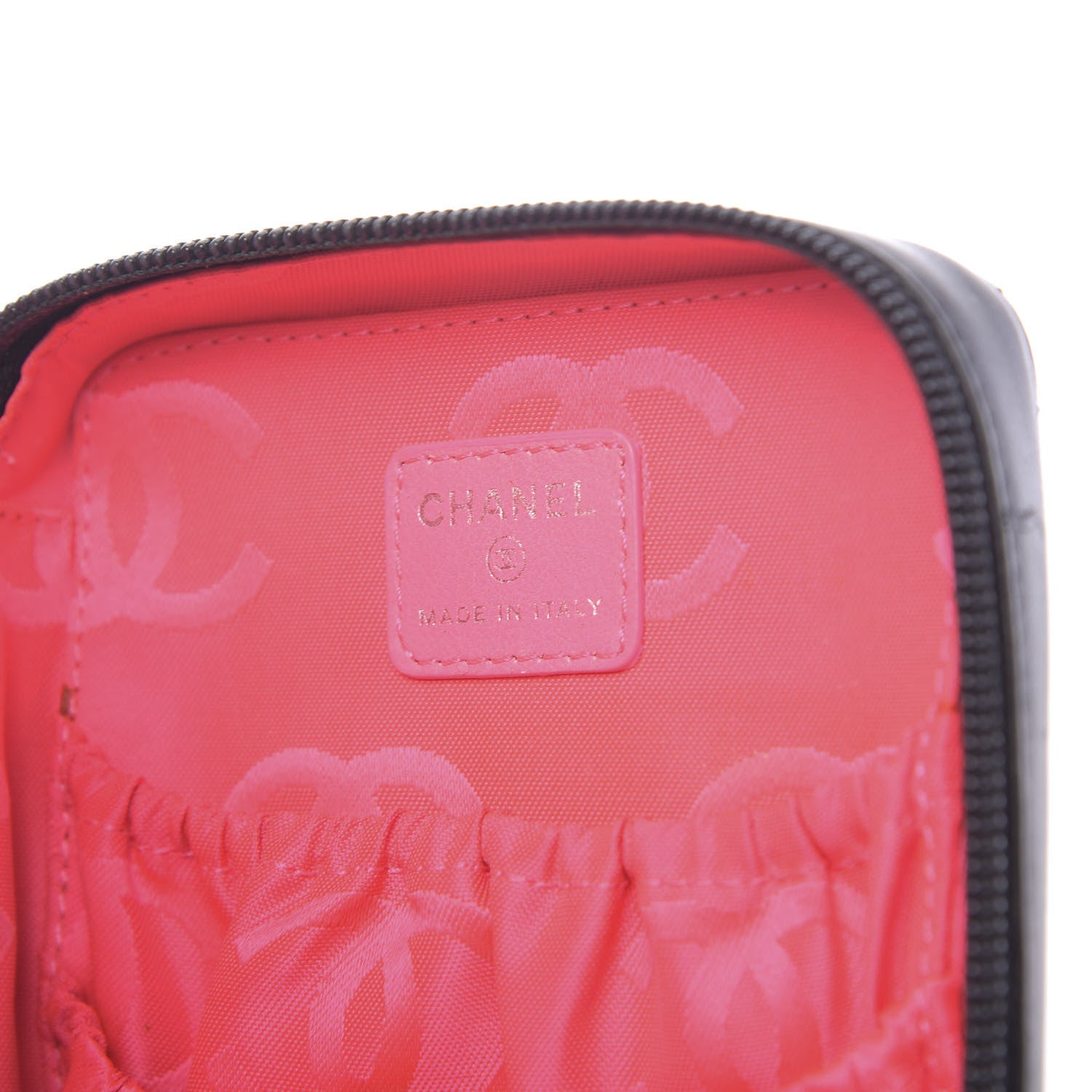 Chanel Calfskin Quilted Cambon Zip Around Cosmetic Pouch Black 6 of 9