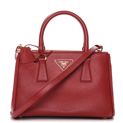 Prada Saffiano Mini Galleria Double Zip Tote Fuoco 1 of 8