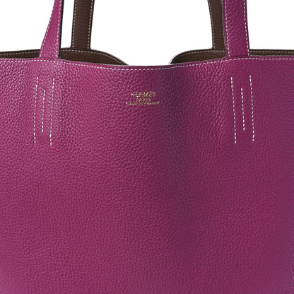 Hermes Taurillon Clemence Double Sens 45 Reversible Tote Marron D'Inde Tosca 12 of 15
