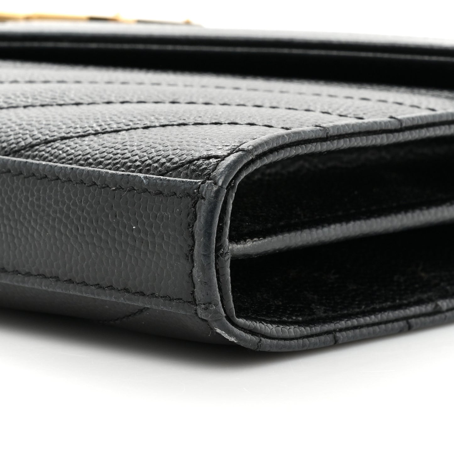 Grain De Poudre Matelasse Chevron Monogram Chain Wallet Black