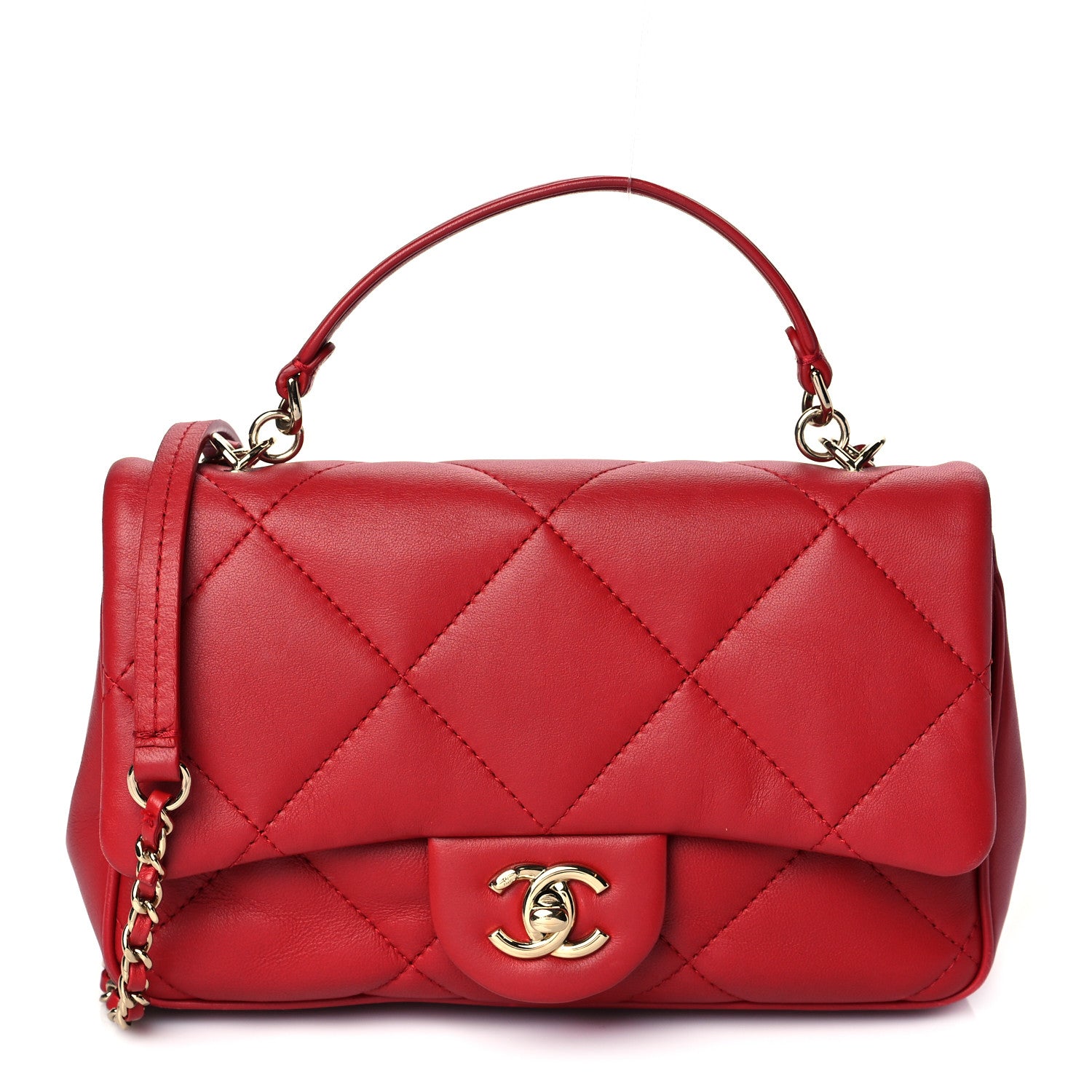 Chanel Lambskin Quilted Small Easy Carry Flap Red 1 of 9