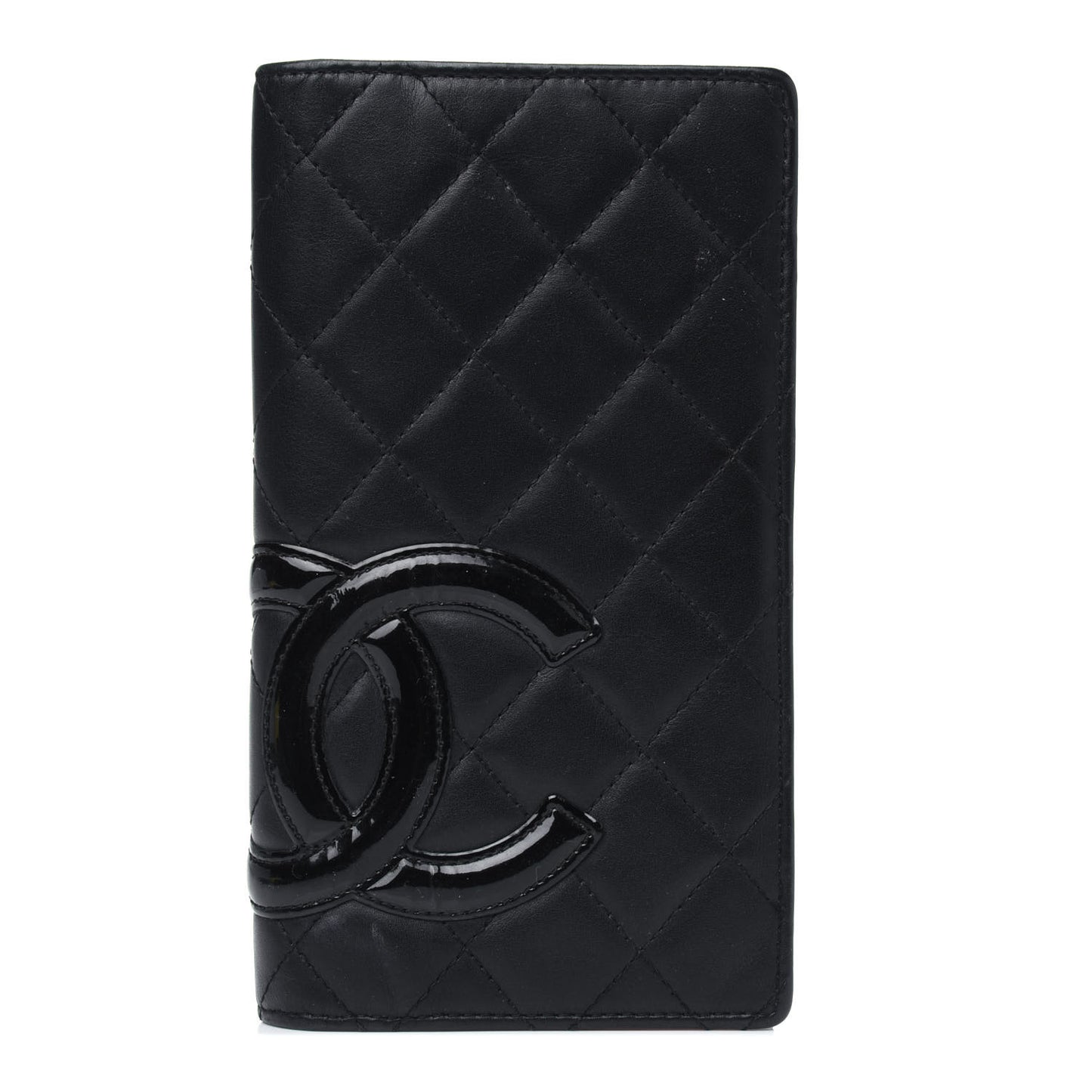 Calfskin Quilted Cambon Yen Wallet Black